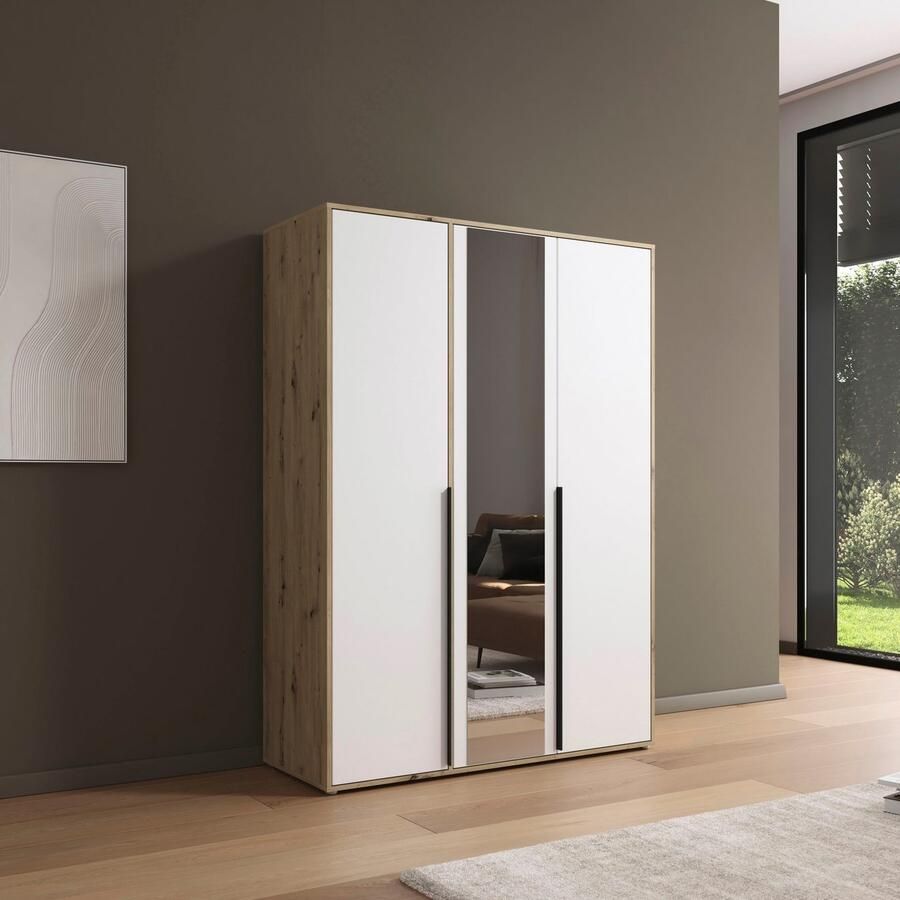 Rauch Draaideurkast Kledingkast Kast Garderobe Wasmand NAGATA met Spiegel und modernen stangengriffen in graumetallic topseller made in germany - Foto 6