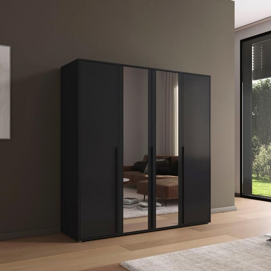 Rauch Draaideurkast Kledingkast Kast Garderobe Wasmand NAGATA met Spiegel und modernen stangengriffen in graumetallic topseller made in germany - Foto 6