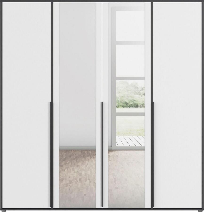 Rauch Draaideurkast Kledingkast Kast Garderobe Wasmand NAGATA met Spiegel und modernen stangengriffen in graumetallic topseller made in germany - Foto 8