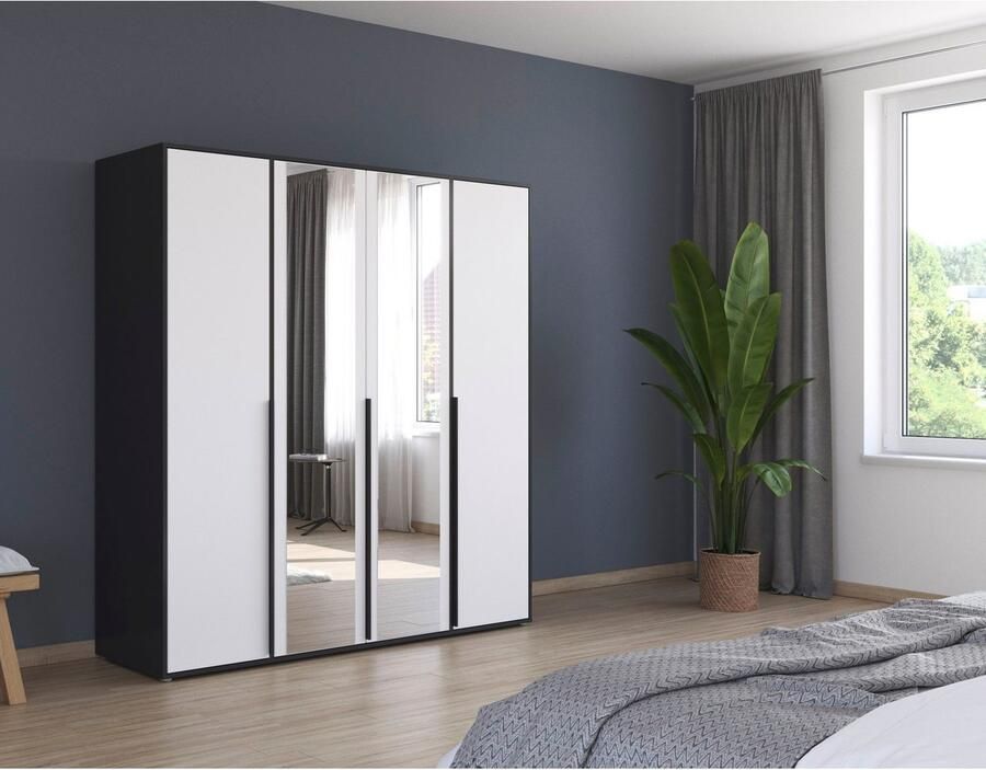 Rauch Draaideurkast Kledingkast Kast Garderobe Wasmand NAGATA met Spiegel und modernen stangengriffen in graumetallic topseller made in germany - Foto 13