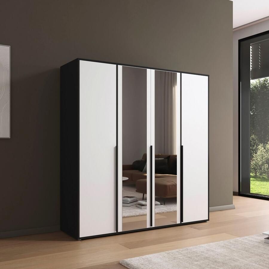 Rauch Draaideurkast Kledingkast Kast Garderobe Wasmand NAGATA met Spiegel und modernen stangengriffen in graumetallic topseller made in germany - Foto 6