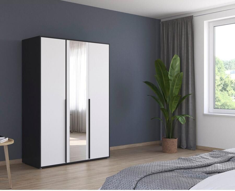 Rauch Draaideurkast Kledingkast Kast Garderobe Wasmand NAGATA met Spiegel und modernen stangengriffen in graumetallic topseller made in germany - Foto 12