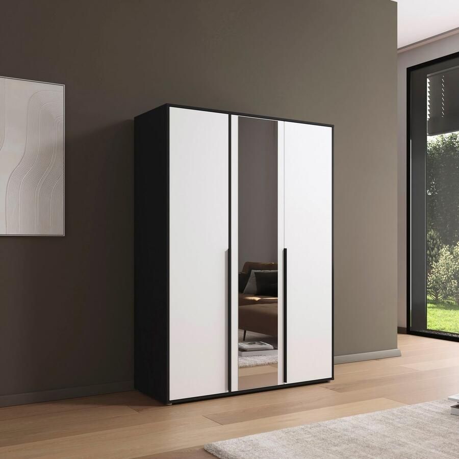 Rauch Draaideurkast Kledingkast Kast Garderobe Wasmand NAGATA met Spiegel und modernen stangengriffen in graumetallic topseller made in germany - Foto 6