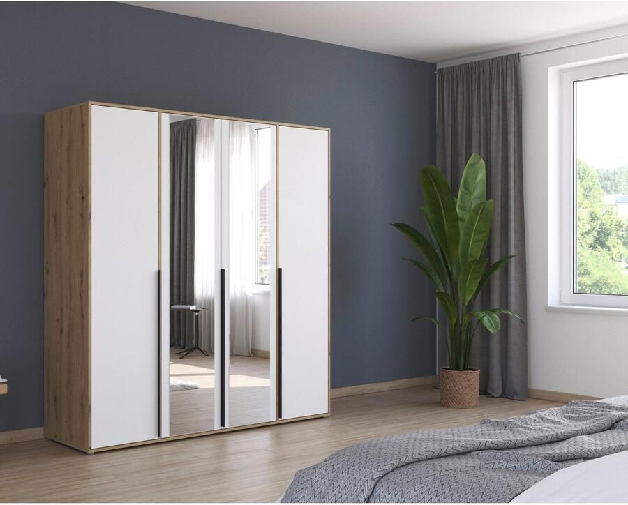 Rauch Draaideurkast Kledingkast Kast Garderobe Wasmand NAGATA met Spiegel und modernen stangengriffen in graumetallic topseller made in germany - Foto 13