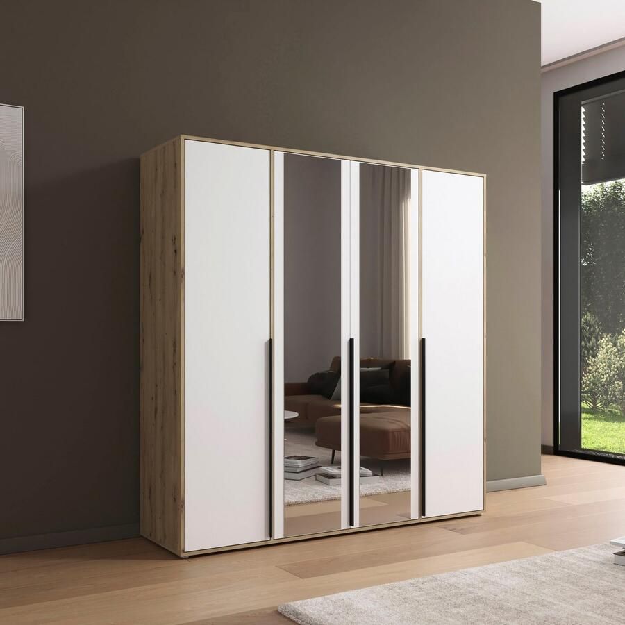 Rauch Draaideurkast Kledingkast Kast Garderobe Wasmand NAGATA met Spiegel und modernen stangengriffen in graumetallic topseller made in germany - Foto 6