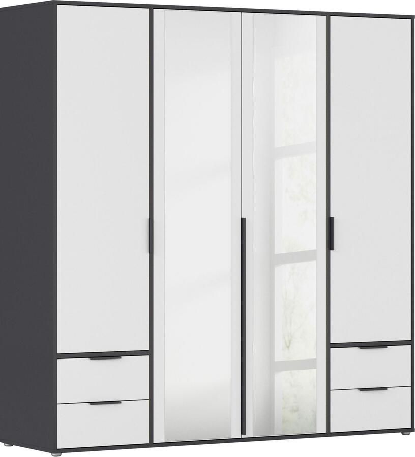 Rauch Draaideurkast Kledingkast Kast Garderobe Wasmand NAGATA met Spiegel und schubladen sowie stangengriffen topseller made in germany