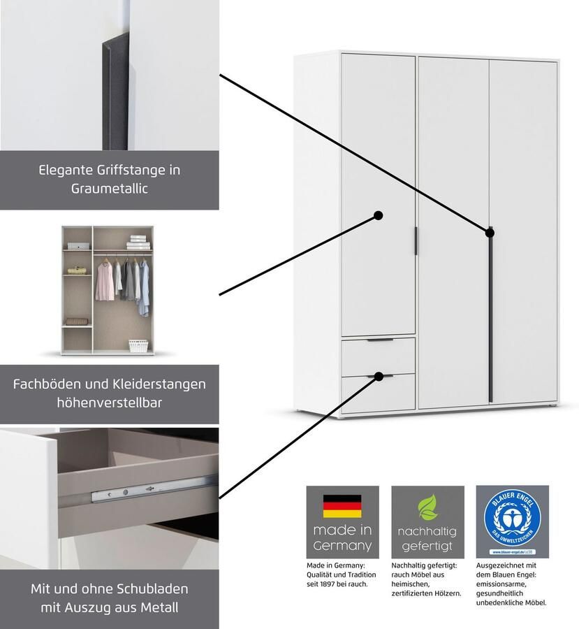 Rauch Draaideurkast Kledingkast Kast Garderobe Wasmand NAGATA veel Opbergruimte - Foto 9