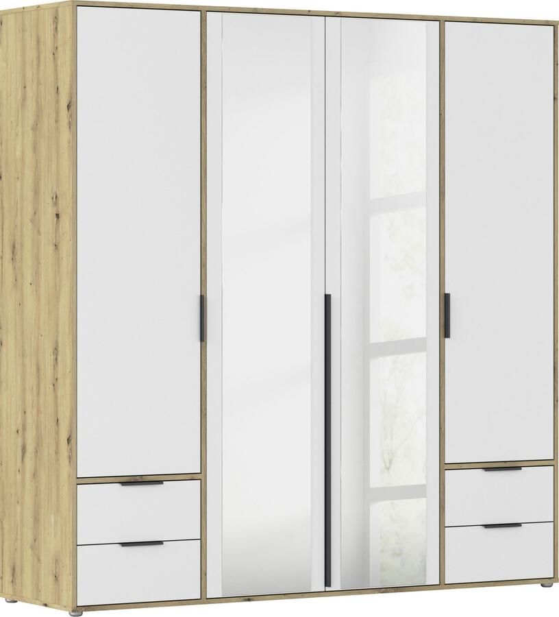 Rauch Draaideurkast Kledingkast Kast Garderobe Wasmand NAGATA met Spiegel und schubladen sowie stangengriffen topseller made in germany