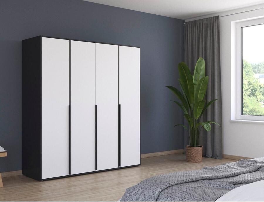 Rauch Draaideurkast Kledingkast Kast Garderobe Wasmand NAGATA veel Opbergruimte met moderne stanggrepen in grijs metallic topseller made in germany - Foto 12