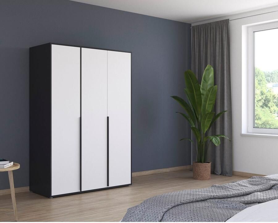 Rauch Draaideurkast Kledingkast Kast Garderobe Wasmand NAGATA veel Opbergruimte met moderne stanggrepen in grijs metallic topseller made in germany - Foto 12