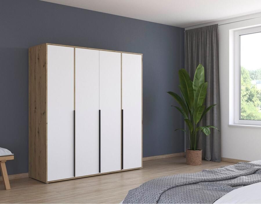 Rauch Draaideurkast Kledingkast Kast Garderobe Wasmand NAGATA veel Opbergruimte met moderne stanggrepen in grijs metallic topseller made in germany - Foto 13