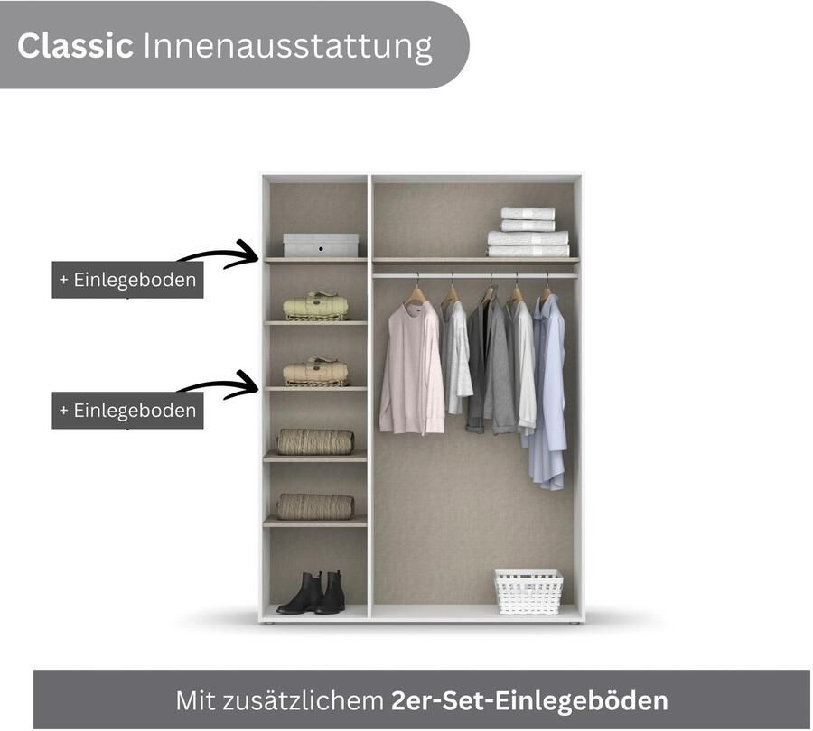 Rauch Draaideurkast Kledingkast Kast Garderobe Wasmand NAGATA veel Opbergruimte met moderne stanggrepen in grijs metallic topseller made in germany - Foto 10