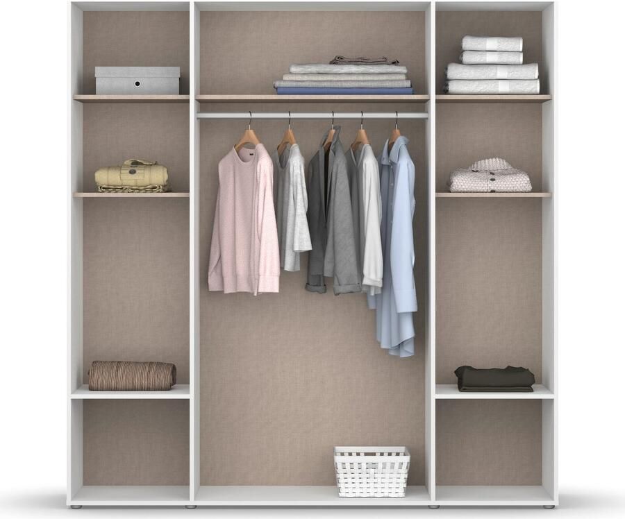 Rauch Draaideurkast Kledingkast kast garderobe waskast SHINJO Grepen en voeten van massief hout met 2 lades MADE IN GERMANY - Foto 17