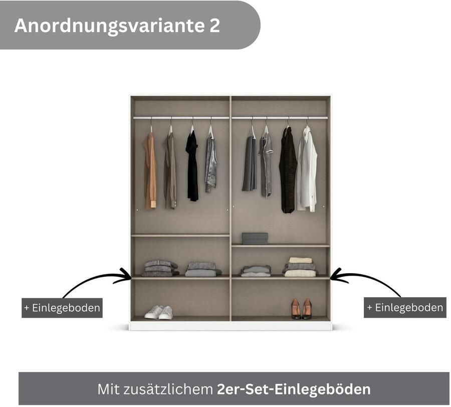 Rauch Draaideurkast Kledingkasten kast garderobe AGORDO met glazen front doordachte binnenuitrusting in 6 breedtes en 2 hoogtes made in germany - Foto 12