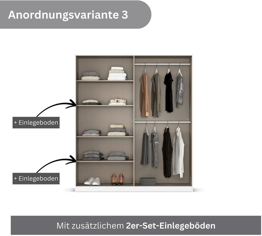 Rauch Draaideurkast Kledingkasten kast garderobe AGORDO met glazen front doordachte binnenuitrusting in 6 breedtes en 2 hoogtes made in germany - Foto 13