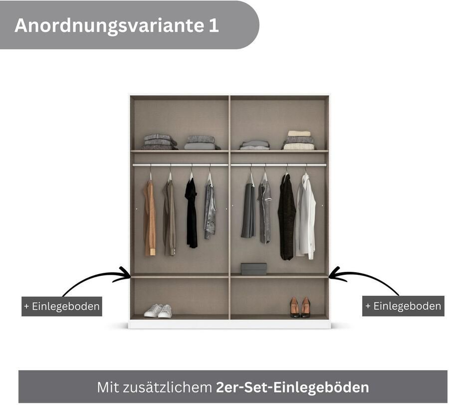 Rauch Draaideurkast Kledingkasten kast garderobe AGORDO met glazen front doordachte binnenuitrusting in 6 breedtes en 2 hoogtes made in germany - Foto 14