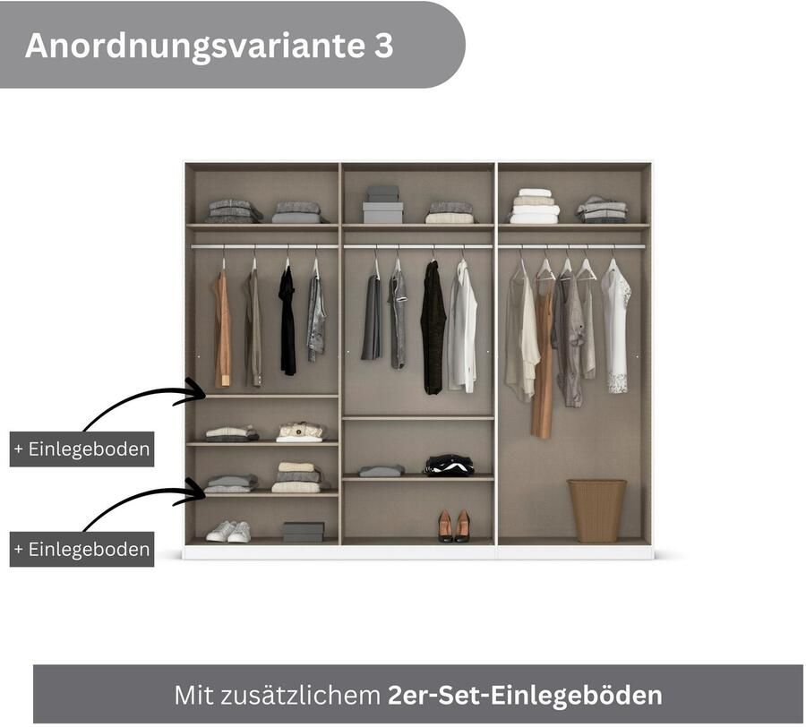 Rauch Draaideurkast Kledingkasten kast garderobe AGORDO met glazen front doordachte binnenuitrusting in 6 breedtes en 2 hoogtes made in germany - Foto 12
