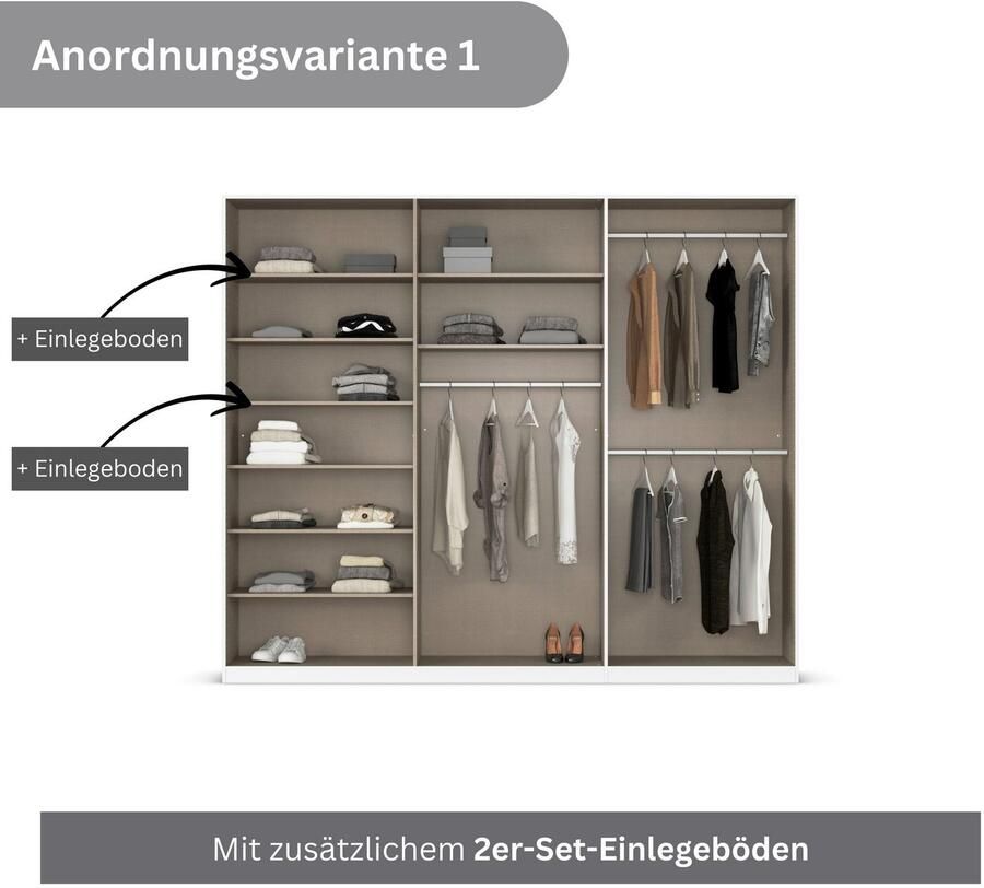 Rauch Draaideurkast Kledingkasten kast garderobe AGORDO met glazen front doordachte binnenuitrusting in 6 breedtes en 2 hoogtes made in germany - Foto 13