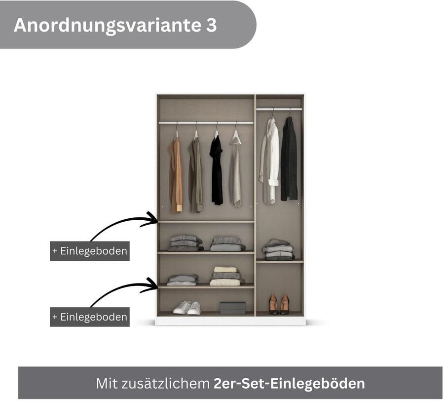 Rauch Draaideurkast Kledingkasten kast garderobe AGORDO met glazen front doordachte binnenuitrusting in 6 breedtes en 2 hoogtes made in germany - Foto 12