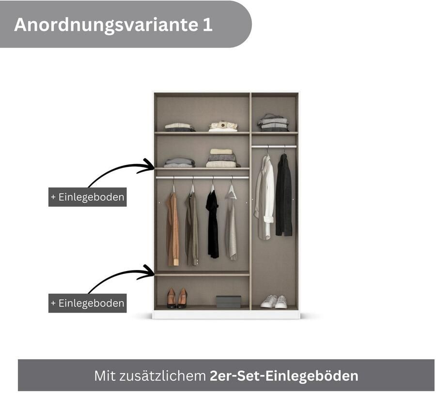 Rauch Draaideurkast Kledingkasten kast garderobe AGORDO met glazen front doordachte binnenuitrusting in 6 breedtes en 2 hoogtes made in germany - Foto 13