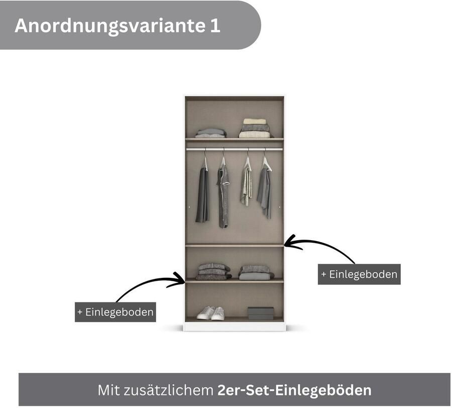 Rauch Draaideurkast Kledingkasten kast garderobe AGORDO met glazen front doordachte binnenuitrusting in 6 breedtes en 2 hoogtes made in germany - Foto 11