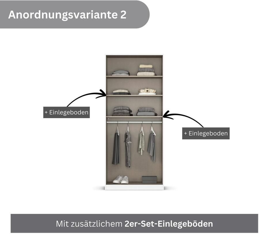 Rauch Draaideurkast Kledingkasten kast garderobe AGORDO met glazen front doordachte binnenuitrusting in 6 breedtes en 2 hoogtes made in germany - Foto 12
