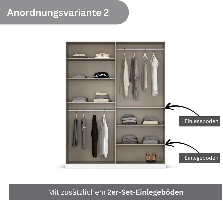 Rauch Draaideurkast Kledingkasten kast garderobe AGORDO met glazen front doordachte binnenuitrusting in 6 breedtes en 2 hoogtes made in germany - Foto 15