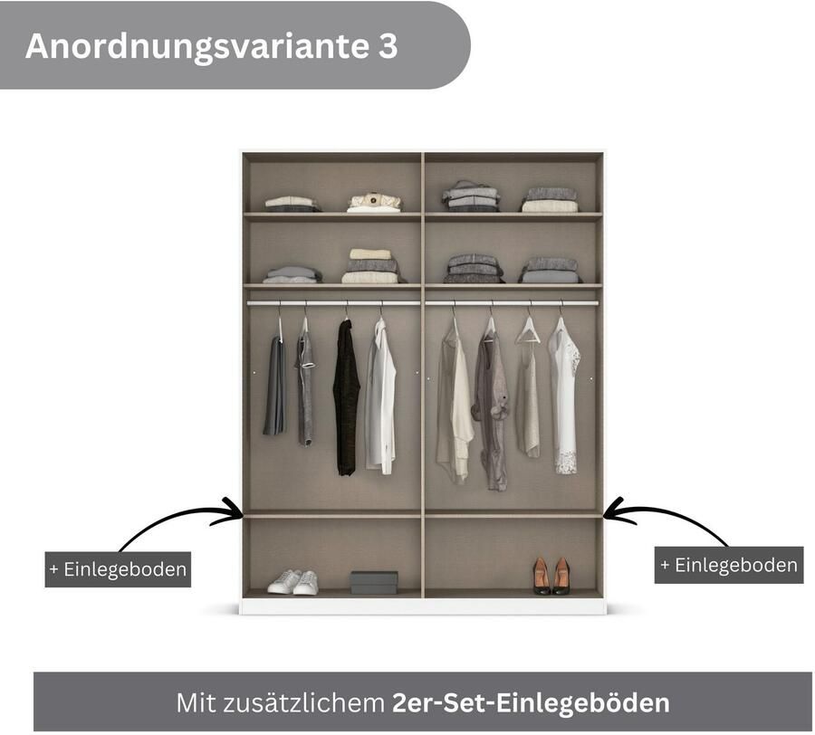 Rauch Draaideurkast Kledingkasten kast garderobe AGORDO met glazen front doordachte binnenuitrusting in 6 breedtes en 2 hoogtes made in germany - Foto 13