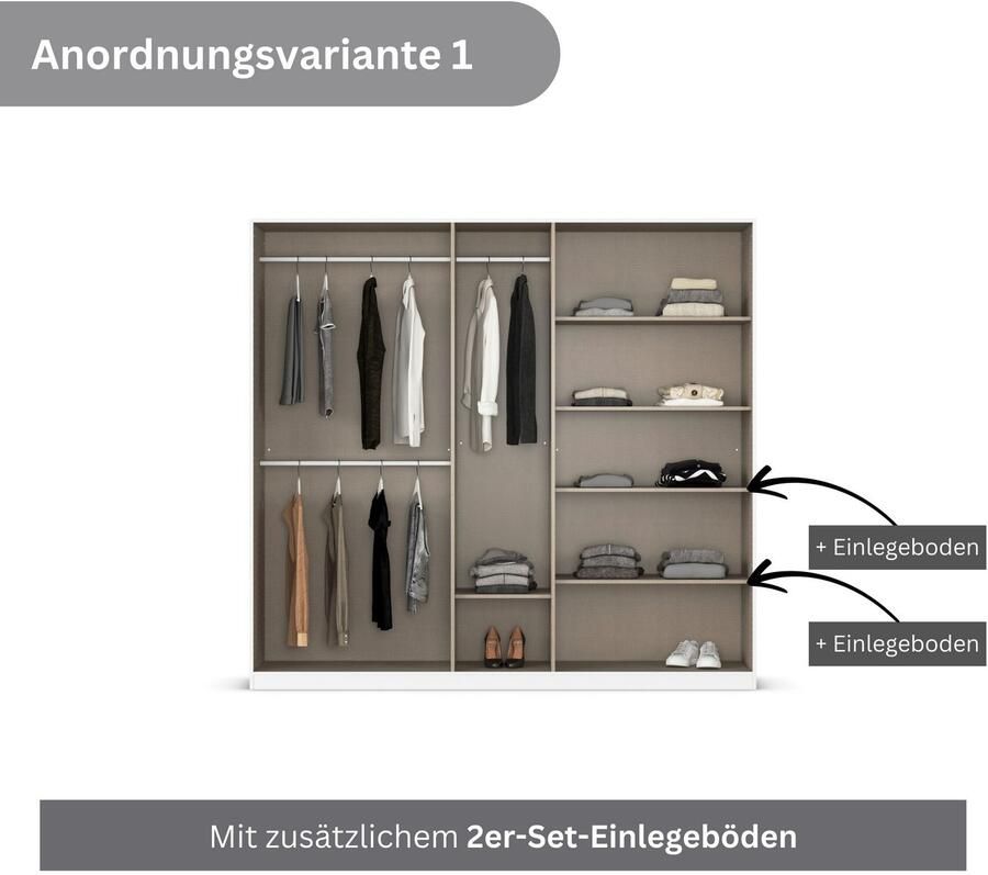 Rauch Draaideurkast Kledingkasten kast garderobe AGORDO met glazen front doordachte binnenuitrusting in 6 breedtes en 2 hoogtes made in germany - Foto 13