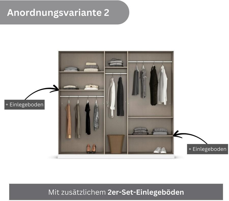Rauch Draaideurkast Kledingkasten kast garderobe AGORDO met glazen front doordachte binnenuitrusting in 6 breedtes en 2 hoogtes made in germany - Foto 14