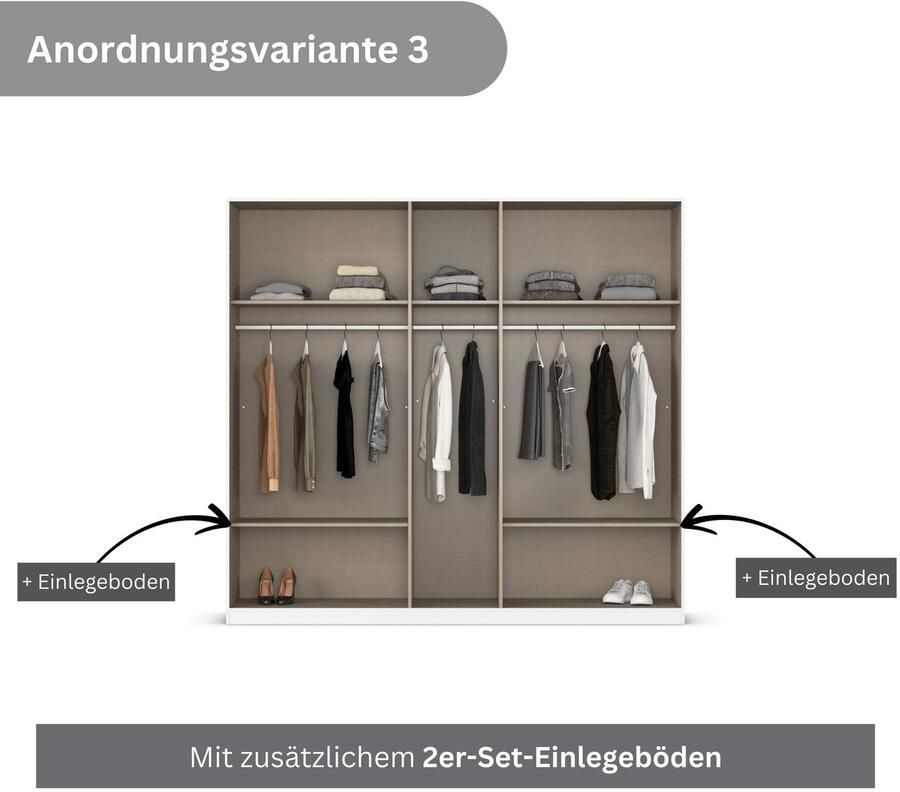 Rauch Draaideurkast Kledingkasten kast garderobe AGORDO met glazen front doordachte binnenuitrusting in 6 breedtes en 2 hoogtes made in germany - Foto 15