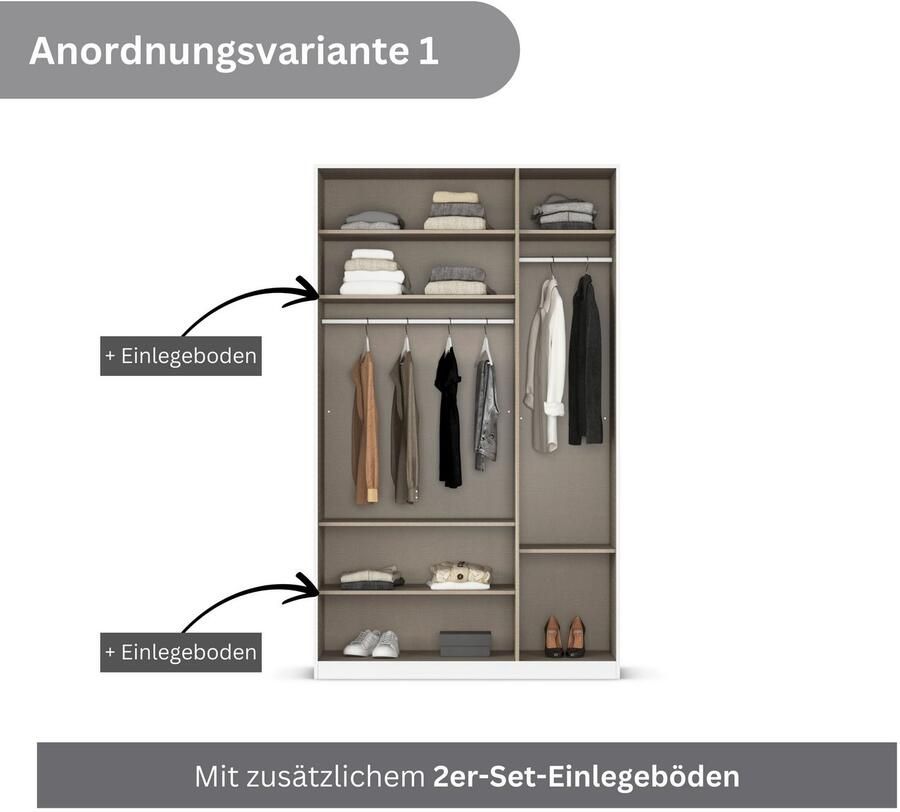 Rauch Draaideurkast Kledingkasten kast garderobe AGORDO met glazen front doordachte binnenuitrusting in 6 breedtes en 2 hoogtes made in germany - Foto 12