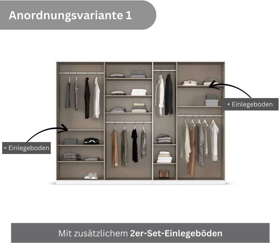 Rauch Draaideurkast Kledingkasten kast garderobe AGORDO met glazen front doordachte binnenuitrusting in 6 breedtes en 2 hoogtes made in germany - Foto 13
