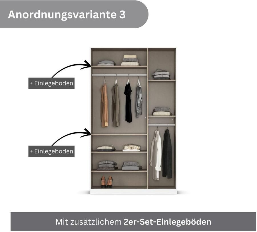 Rauch Draaideurkast Kledingkasten kast garderobe AGORDO met glazen front doordachte binnenuitrusting in 6 breedtes en 2 hoogtes made in germany - Foto 13