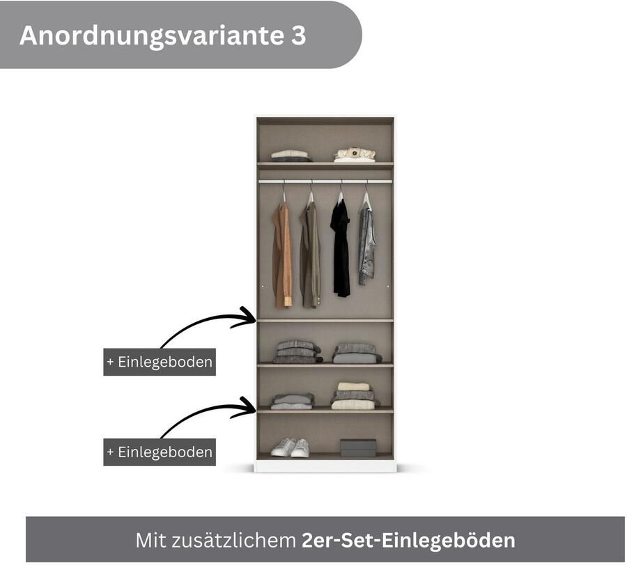 Rauch Draaideurkast Kledingkasten kast garderobe AGORDO met glazen front doordachte binnenuitrusting in 6 breedtes en 2 hoogtes made in germany - Foto 12