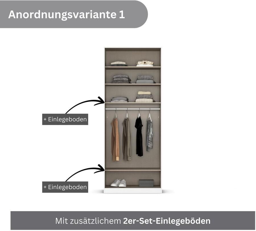 Rauch Draaideurkast Kledingkasten kast garderobe AGORDO met glazen front doordachte binnenuitrusting in 6 breedtes en 2 hoogtes made in germany - Foto 13