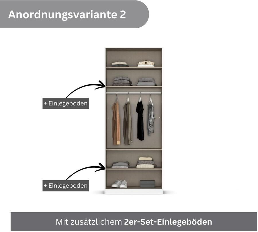 Rauch Draaideurkast Kledingkasten kast garderobe AGORDO met glazen front doordachte binnenuitrusting in 6 breedtes en 2 hoogtes made in germany - Foto 14