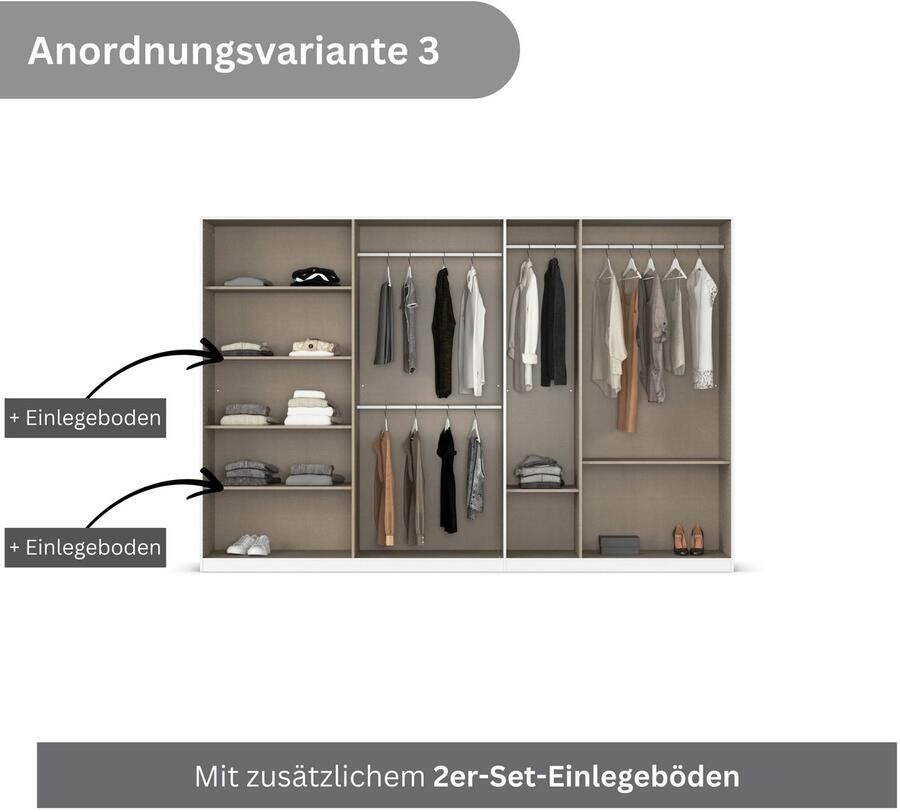 Rauch Draaideurkast Kledingkasten kast garderobe AGORDO met glazen front doordachte binnenuitrusting in 6 breedtes en 2 hoogtes made in germany - Foto 11