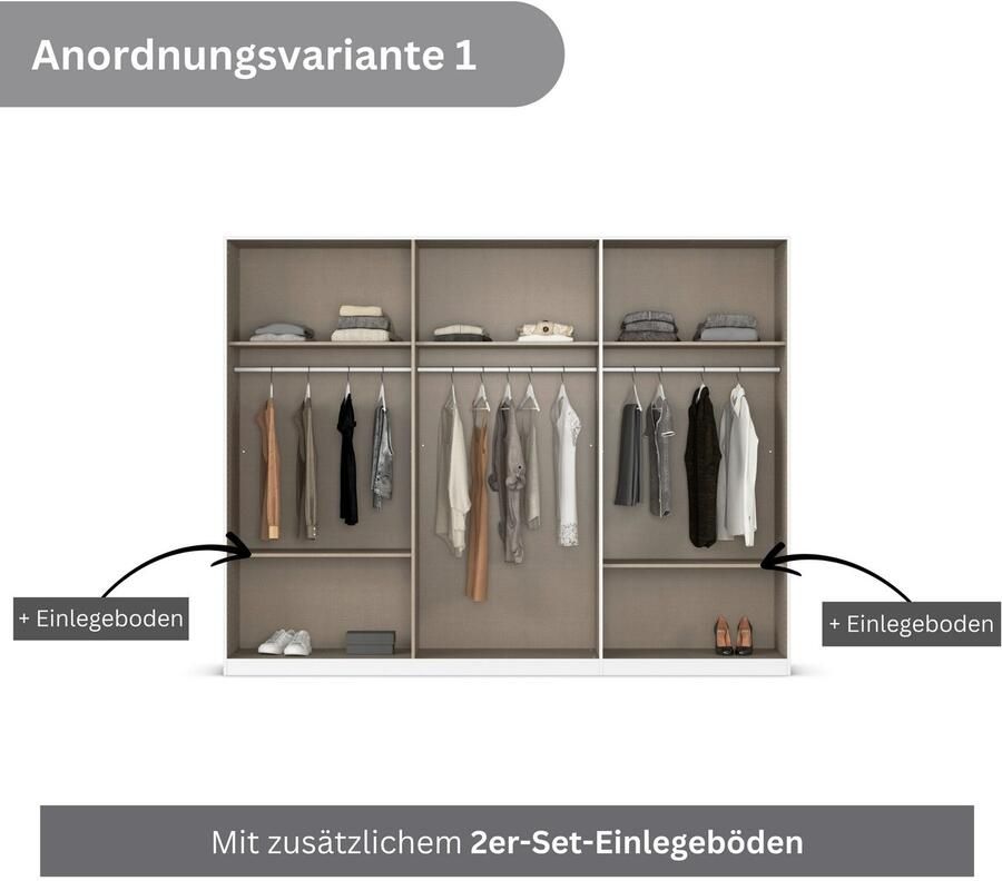 Rauch Draaideurkast Kledingkasten kast garderobe AGORDO met glazen front doordachte binnenuitrusting in 6 breedtes en 2 hoogtes made in germany - Foto 15