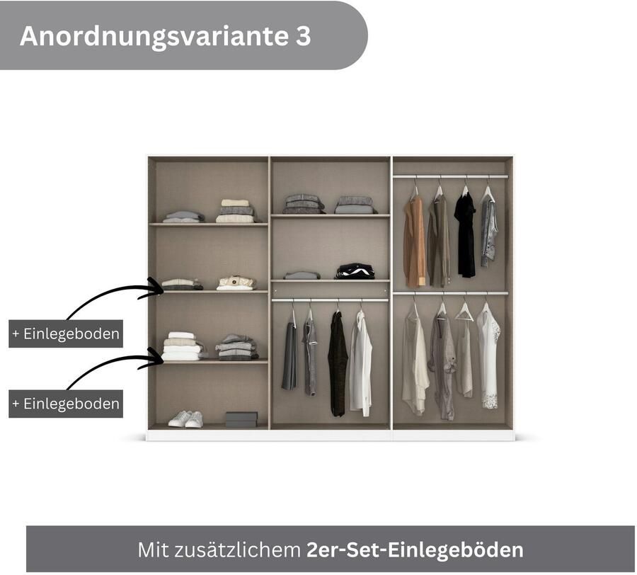 Rauch Draaideurkast Kledingkasten kast garderobe AGORDO met glazen front doordachte binnenuitrusting in 6 breedtes en 2 hoogtes made in germany - Foto 14