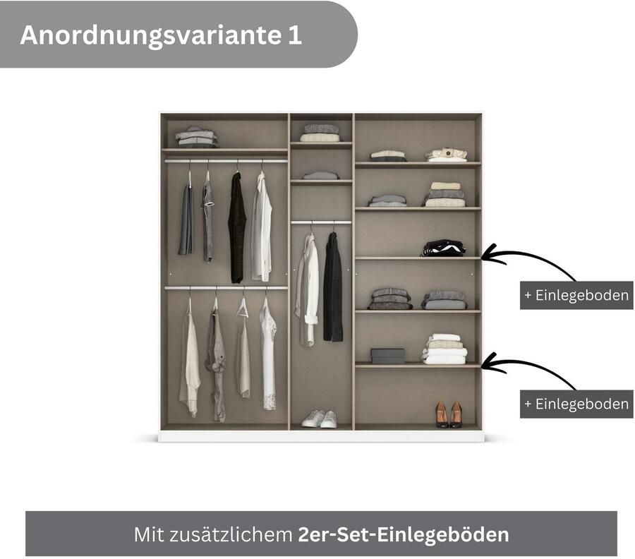 Rauch Draaideurkast Kledingkasten kast garderobe AGORDO met glazen front doordachte binnenuitrusting in 6 breedtes en 2 hoogtes made in germany - Foto 16