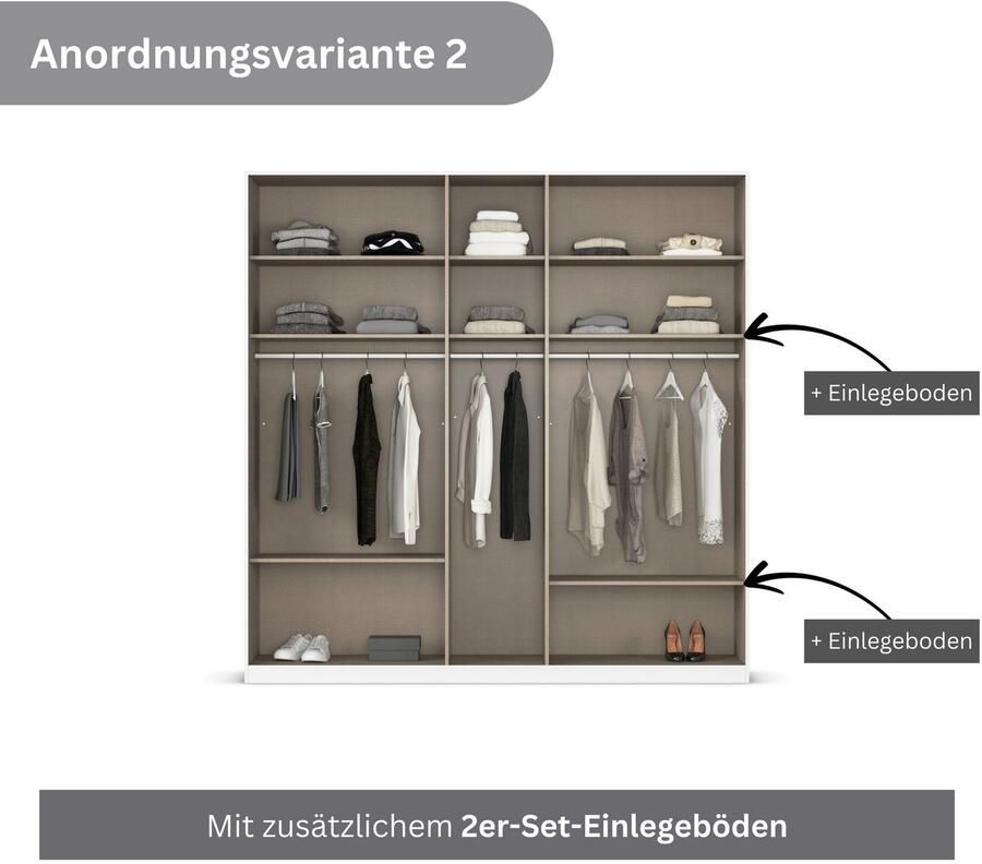 Rauch Draaideurkast Kledingkasten kast garderobe AGORDO met glazen front doordachte binnenuitrusting in 6 breedtes en 2 hoogtes made in germany - Foto 17