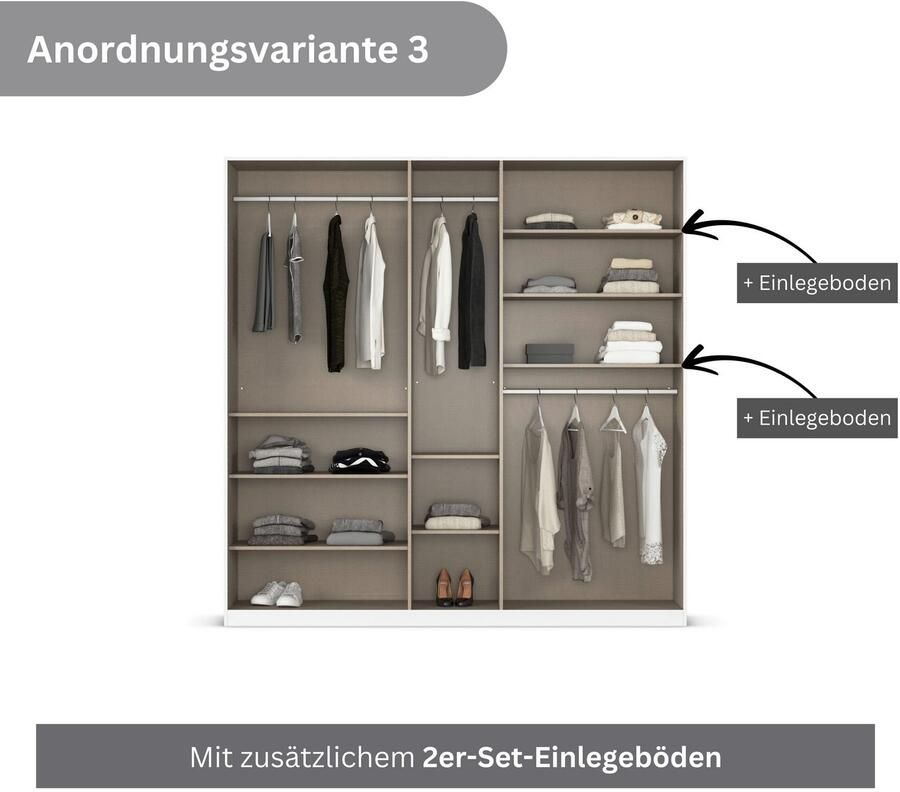 Rauch Draaideurkast Kledingkasten kast garderobe AGORDO met glazen front doordachte binnenuitrusting in 6 breedtes en 2 hoogtes made in germany - Foto 18