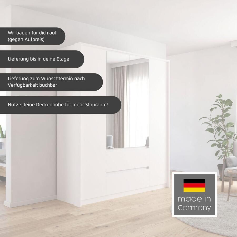 Rauch Draaideurkast Kledingkast kast garderobe garderobekast MAINZ greeploze front buitendeuren met push-to-open functie made in germany