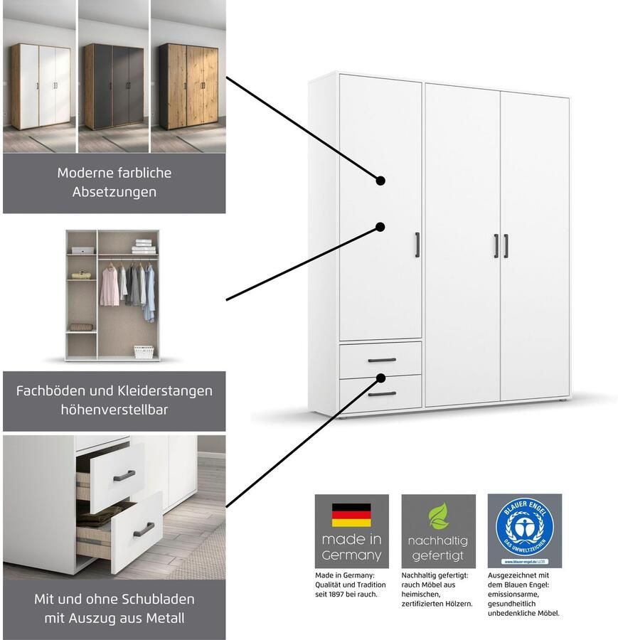 Rauch Draaideurkast Voyager met moderne grepen in grijs-metallic en spiegel - Foto 6