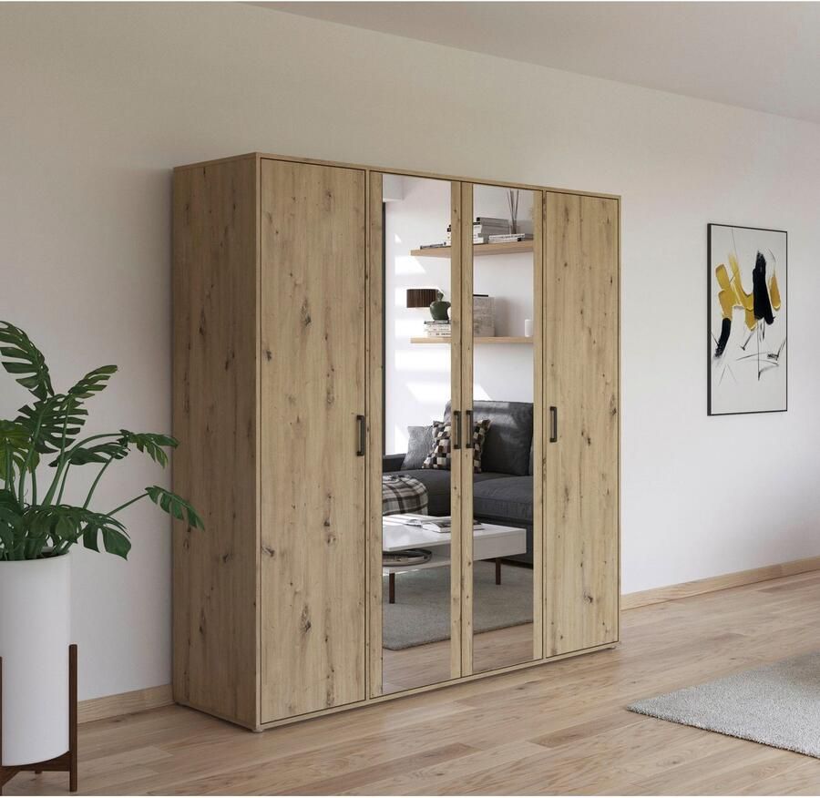 Rauch Draaideurkast Voyager met moderne grepen in grijs-metallic en spiegel - Foto 6