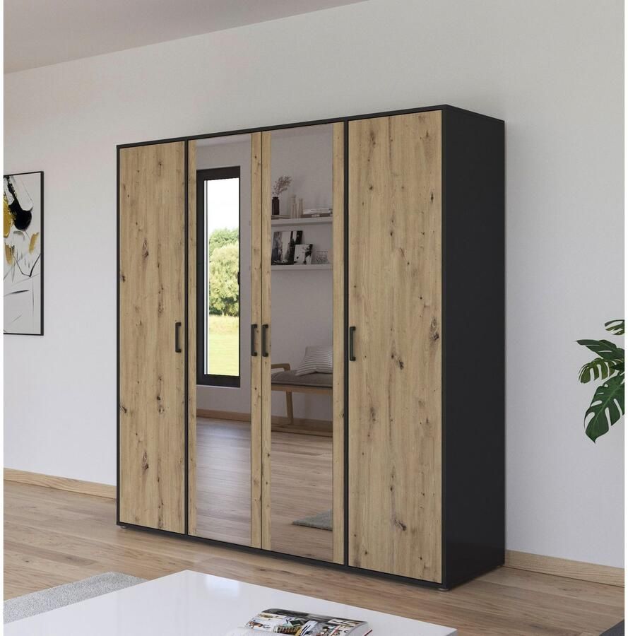 Rauch Draaideurkast Voyager met moderne grepen in grijs-metallic en spiegel - Foto 6