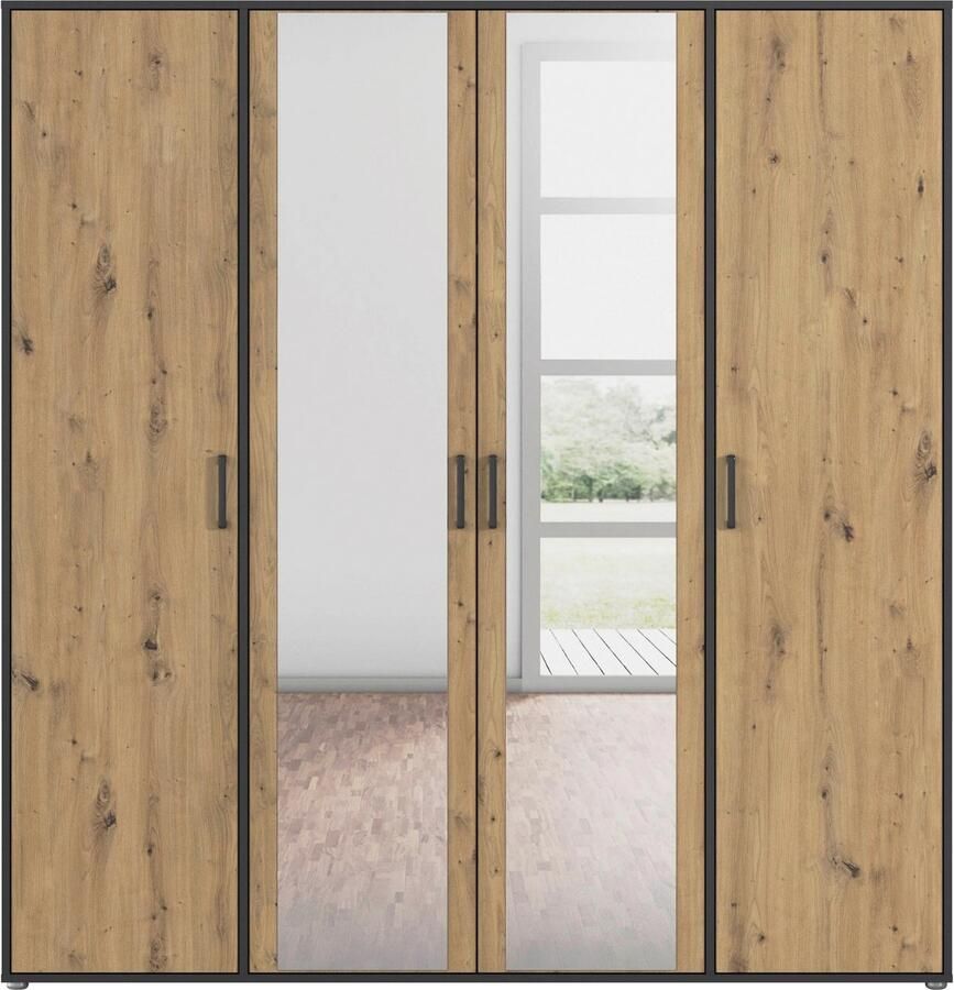 Rauch Draaideurkast Voyager met moderne grepen in grijs-metallic en spiegel - Foto 8