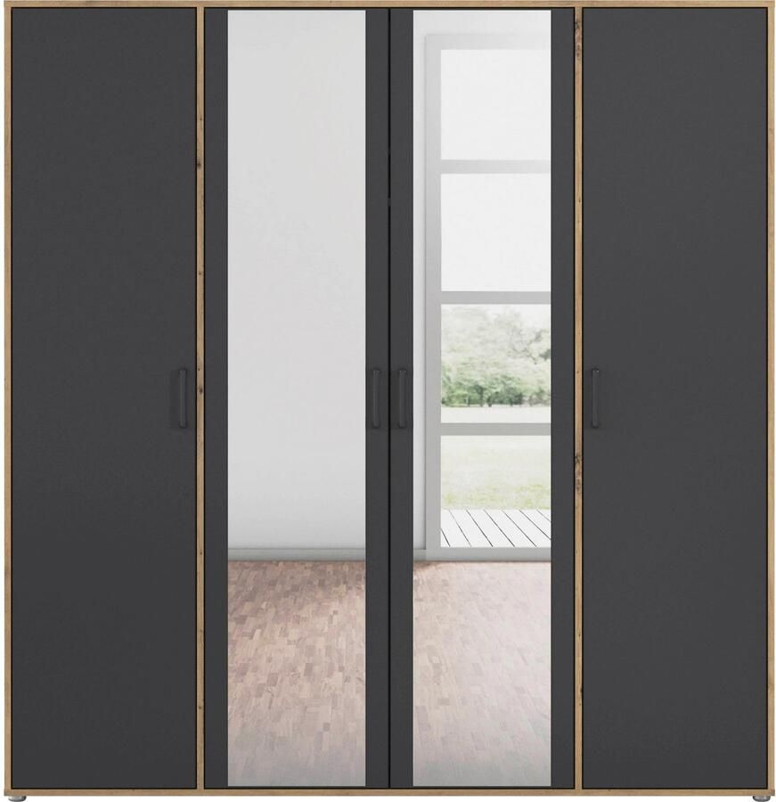 Rauch Draaideurkast Voyager met moderne grepen in grijs-metallic en spiegel - Foto 6