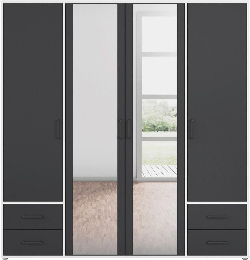 Rauch Draaideurkast Voyager met moderne grepen in grijs-metallic incl. laden en spiegel - Foto 7